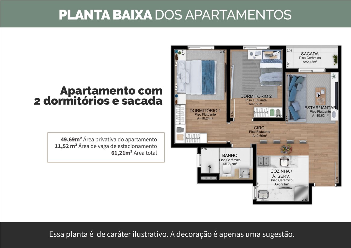 Apartamento na Planta com 2 Dormitórios – Novo Hamburgo – Rondônia - Imagem 8